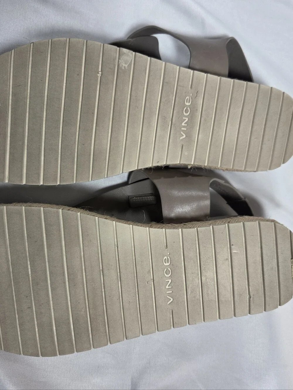 Vince Flint Beige Womens Espadrille Leather Platform Thong Sandals Sz 8.5